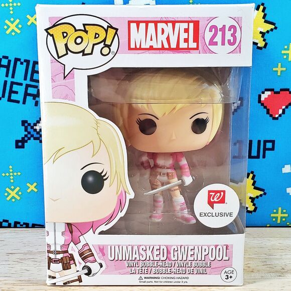 Funko PoP Marvel Unmasked Gwenpool #213 Exclusive Vinyl Figure + Protector - Picture 1 of 10